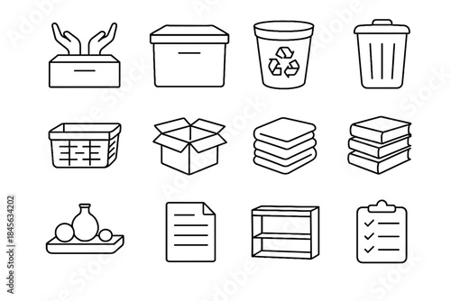 Minimal recycle icon stack icons board vector empty bin home document book