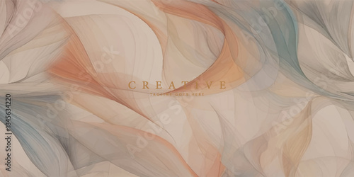 Premium background design with pink gold curve line pattern on backdrop. Vector horizontal template for invitation, banner, luxury voucher, prestigious gift certificate, voucher