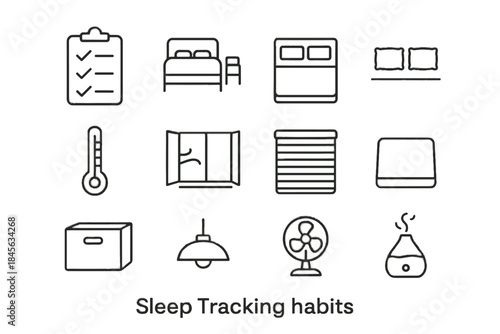 Habit outline humidifier off clutter bedroom made sleep icon icons vector ceiling