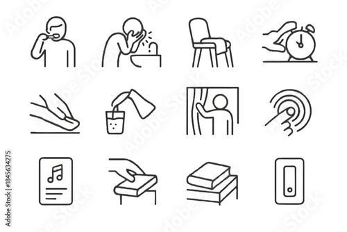 Icon setting before row icons routine sleep brushing face vector washing switch