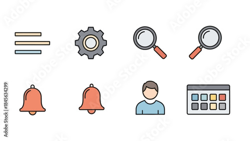 User Interface and Settings Icons Set for Web and Mobile App Design