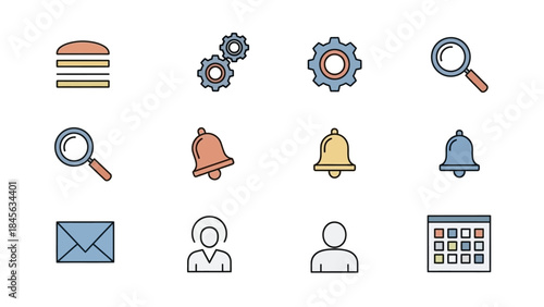User Interface and Settings Icons Set for Web and Mobile App Design