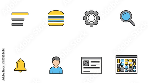 User Interface and Settings Icons Set for Web and Mobile App Design