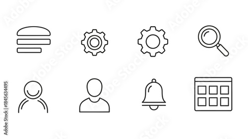 User Interface and Settings Icons Set for Web and Mobile App Design