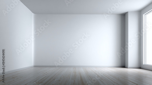 Wallpaper Mural An empty room with minimalist design, featuring a window and wooden flooring Torontodigital.ca