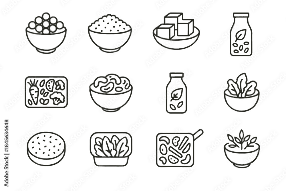 Fototapeta premium Chickpeas icon veggie leafy vector based bowl patty plant tofu tray container