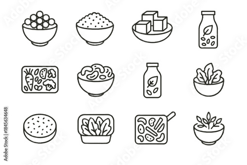 Chickpeas icon veggie leafy vector based bowl patty plant tofu tray container