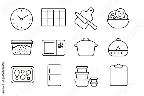 Planner icon meals prep meal door vector fridge bowl frozen minimalist clipboard