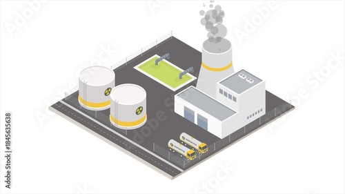 Wallpaper Mural  Polluting fossil thermal coal power plant factory and renewable sustainable clean energy manufacture. Dirty manufacturing production vs solar panels and wind turbines. Torontodigital.ca