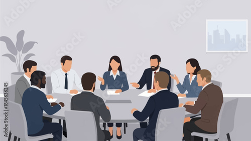 Diverse business team engaged in a meeting discussion