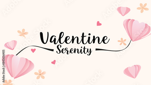 Dreamy handwritten calligraphy with floating hearts for valentine's day, serene and romantic design element
