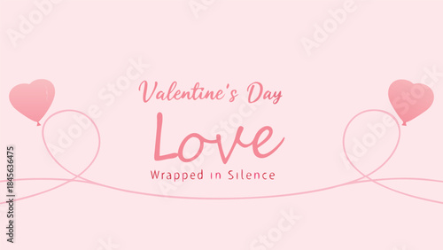 Valentine's day love concept with elegant calligraphy and heart balloons on pink background for romantic greeting cards and invitations