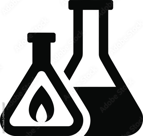 Chemical Laboratory Flask Icon – Black Science Experiment Silhouette Illustration