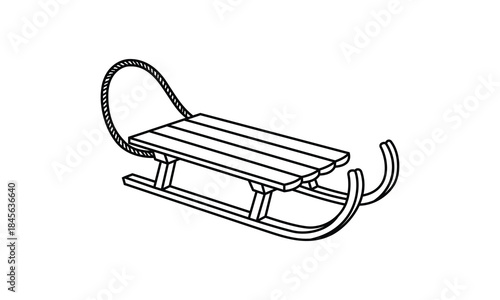 Simple Illustration of a Sled for Winter Sports on Transparent Background