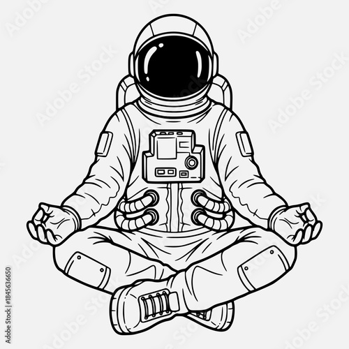 Astronaut in Meditation Pose with Space Suit and Calm Expressions