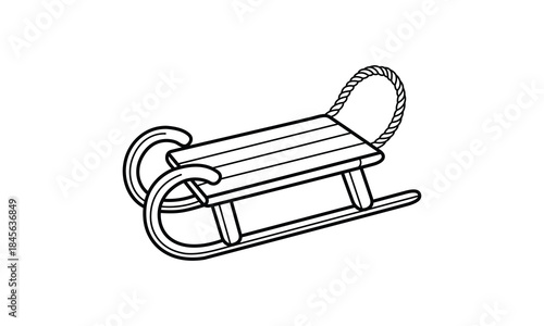 simple wooden sled with rope handle for pulling