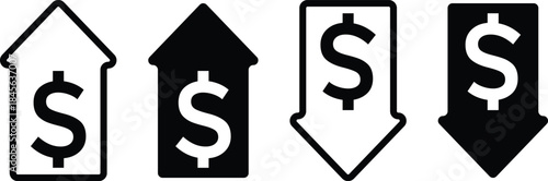Financial Analysis Icons. profit loss icon  set. Business gain and cost signs. Revenue and expense signs

