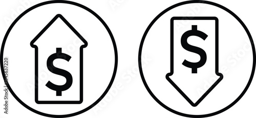 Financial Analysis Icons. profit loss icon  set. Business gain and cost signs. Revenue and expense signs
