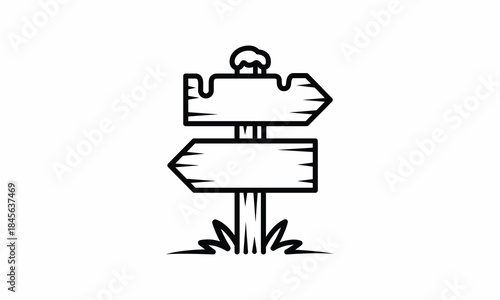 Wooden Direction Signpost Illustration for Guidance and Directions