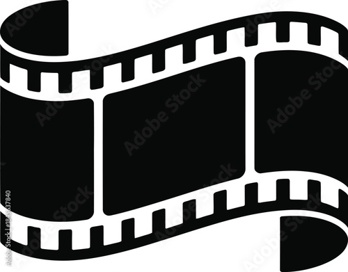 Film Strip Icon – Black Cinema Movie Reel Silhouette Illustration