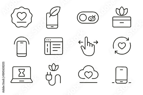 Icon tech cycle gentle badge content vector mindful interface serene symbol