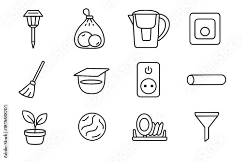 Dish eco flush light bag produce indoor button vector icon natural home