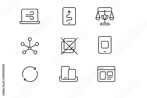 Icon vector device tech mindful browsing interaction icons pattern simplified cycle connectivity