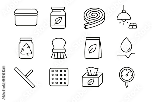 Natural roll icons icon tin eco storage thermometer wipes head cloth home