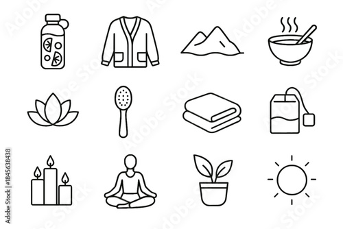 Lotus icons serene sachet care icon houseplant vector bowl comforting yoga self