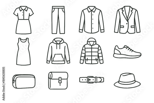 Pants toiletry hat minimalist icon soft travel hoodie foldable shirt vector