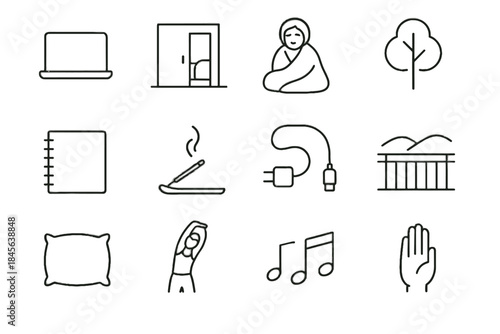 Blanket quiet unplugged gentle icons icon digital stick detox pose vector charger