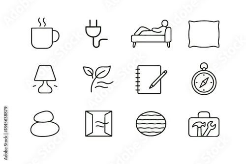 Texture vector sofa pillow icons silhouette icon detox rug warm lamp digital