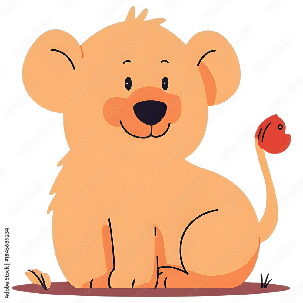 Obraz premium Cute Lion Cub: Adorable lion cub illustration, showcasing playful charm and inviting warmth, a delightful representation of youthful innocence and the beauty of the wild.