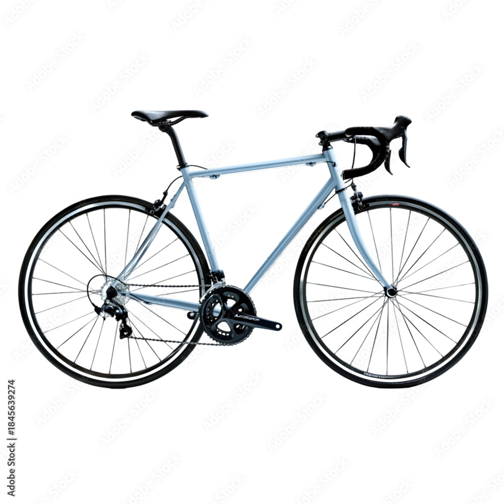 Fototapeta premium Light Blue Road Bike on White Background