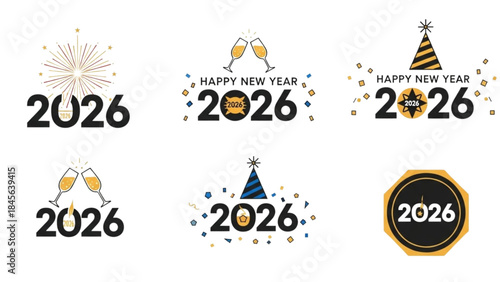 A vibrant Happy New Year 2026 mosaic design for the upcoming New Year.