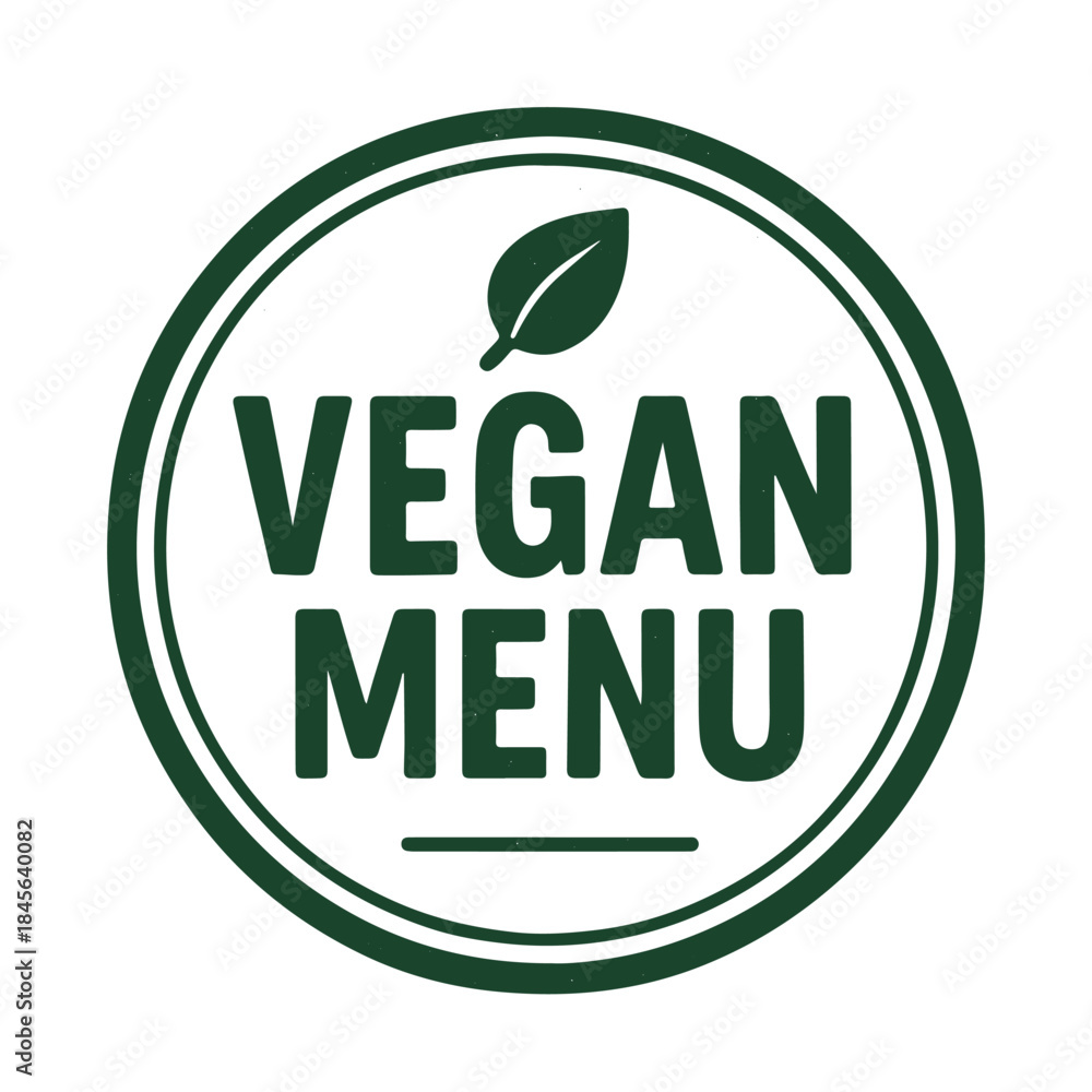 Fototapeta premium vegan menu icon logo seal vector on white background Vector stamp icon