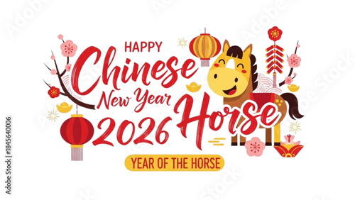 Happy New Year 2026 Celebration with Colorful Fireworks Greeting Card Illustration