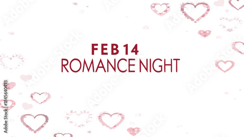 Valentine's day celebration with heart and floral pattern on white background for romance night on february 14th