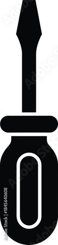 Screwdriver Icon – Black Hand Tool Silhouette Illustration