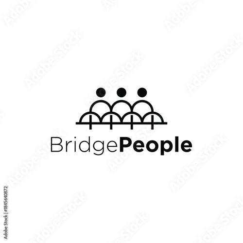 A clean vector logo of bridge-shaped people symbolizing unity, teamwork, and community connection. Perfect for business collaboration, partnership, and social organization branding.