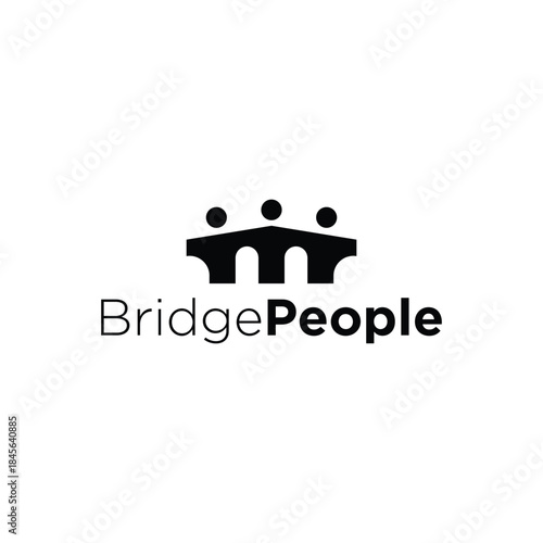 A clean vector logo of bridge-shaped people symbolizing unity, teamwork, and community connection. Perfect for business collaboration, partnership, and social organization branding.