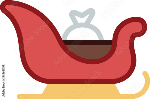 Christmas Sleigh Icon Vector Art - A Festive Holiday Illustration of Santa's Sleigh Laden with Gifts, Perfect for Winter Celebrations and Seasonal Designs