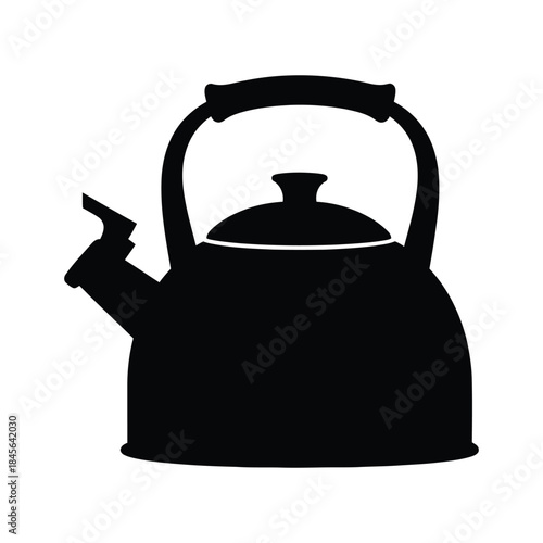 Black silhouette of a stovetop kettle with handle and spout teapot