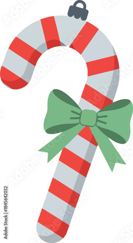 A charming festive Christmas candy cane illustration, perfect for holiday greetings and seasonal decorative designs, bringing sweet joy and yuletide spirit to any project or graphic