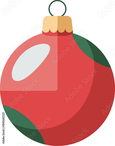 Vibrant Christmas bauble icon, a simple and elegant festive ornament illustration in classic red, green, and white, perfect for seasonal designs and holiday celebrations