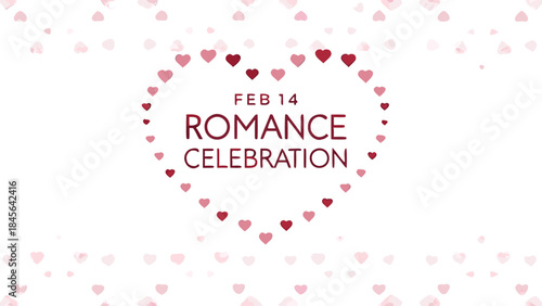 Romance celebration on february 14, heart shaped floral art with red and pink hearts on white background for valentine's day