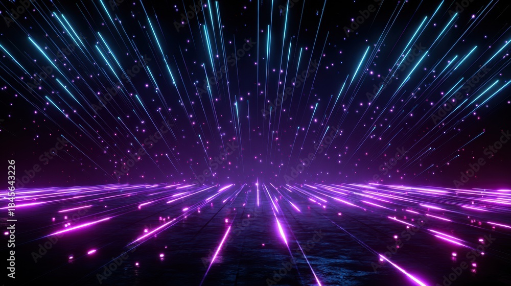 Obraz premium Dynamic Neon Celebration Lines Create a Futuristic Festive Atmosphere With a Blank Center for Various Activities or Events