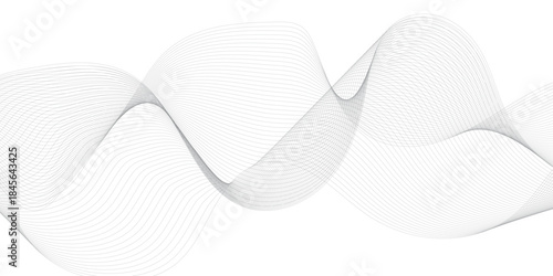Abstract wave element for design. Digital frequency track equalizer. Stylized line art background. Vector illustration. Wave with lines created using blend tool. Curved wavy line, smooth stripe.