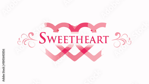 Intertwined hearts with sweetheart text for valentine's day in pink hues and elegant design