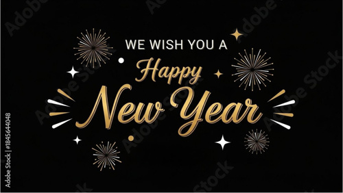 A festive greeting card for a Happy New Year celebration for the New Year 2026.